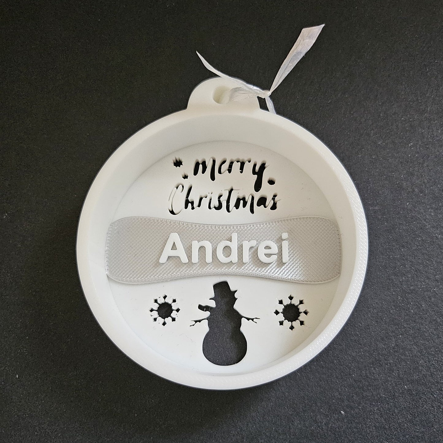 Set 3 decorațiuni personalizate de Crăciun cu om de zăpadă, imprimată 3D