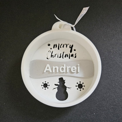 Set 3 decorațiuni personalizate de Crăciun cu om de zăpadă, imprimată 3D