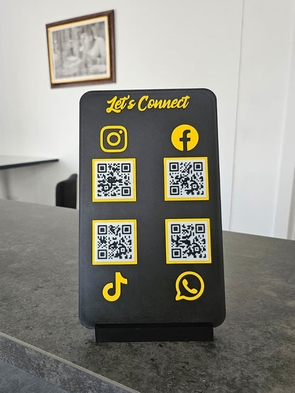 Stand elegant personalizat cu 4 coduri QR si NFC
