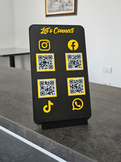Stand elegant personalizat cu 4 coduri QR si NFC