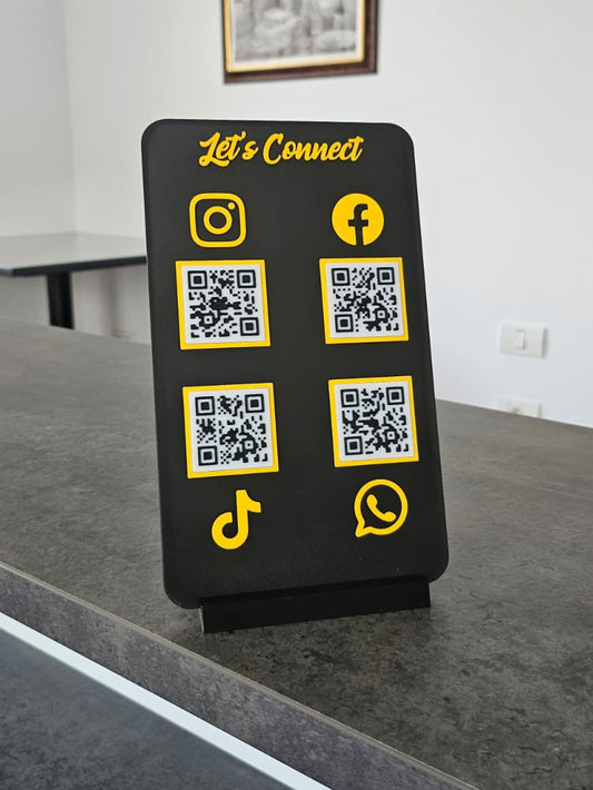 Stand elegant personalizat cu 4 coduri QR si NFC