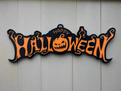 Decorațiune de Ușă Halloween - Model Dovleac Vesel