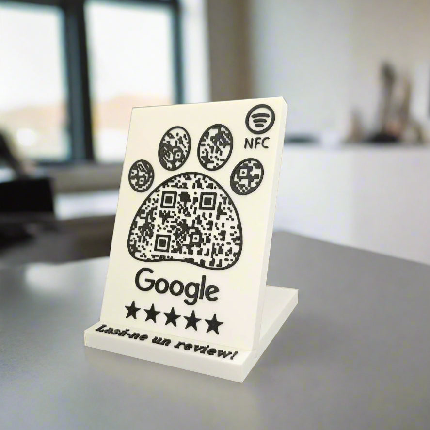 Stand cu cod QR și NFC pentru recenzii Google, pentru afaceri legate de animale