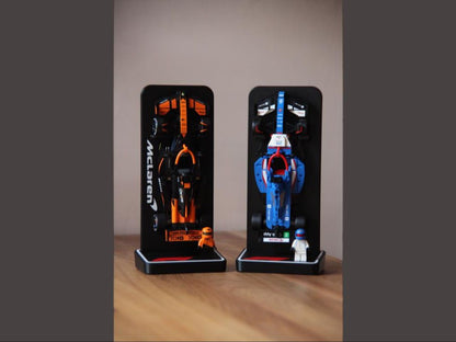 Suport vertical pentru mașini LEGO Speed Champions F1 cu bază pentru minifigurină