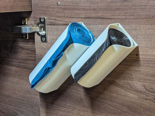 Suport organizator pentru role pungi menajere, montabil pe ușă sau perete