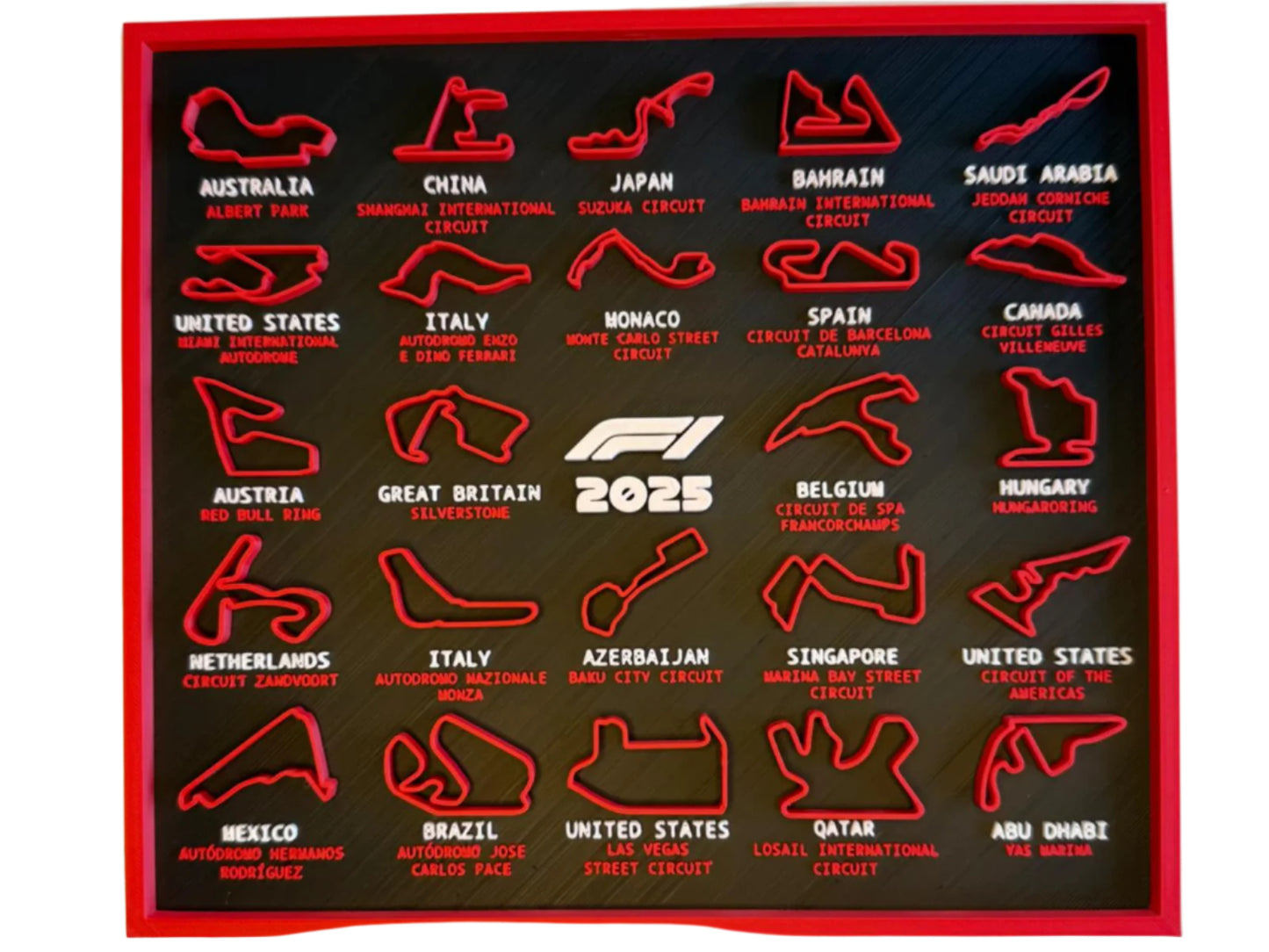 Calendar curse formula 1 2025, model 3D, 20x20 cm