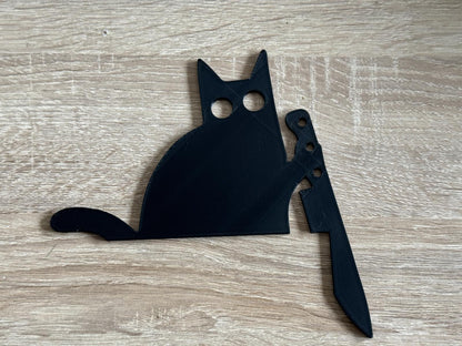 Decoratiune Halloween Pisica Cu Cutit Pentru Cadru Usa