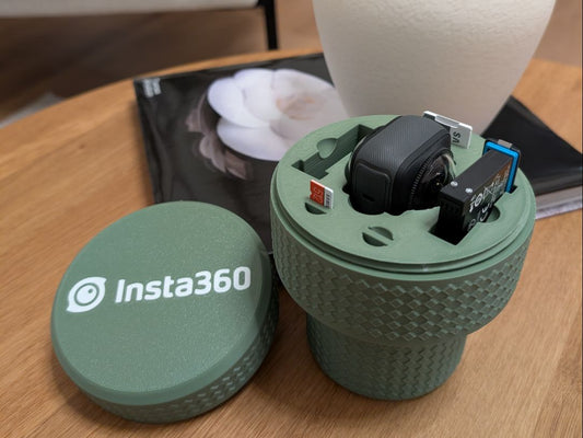 Cutie organizatoare rotundă pentru Insta360 X2/X3/X4/X5 – Depozitare cameră, carduri și baterii