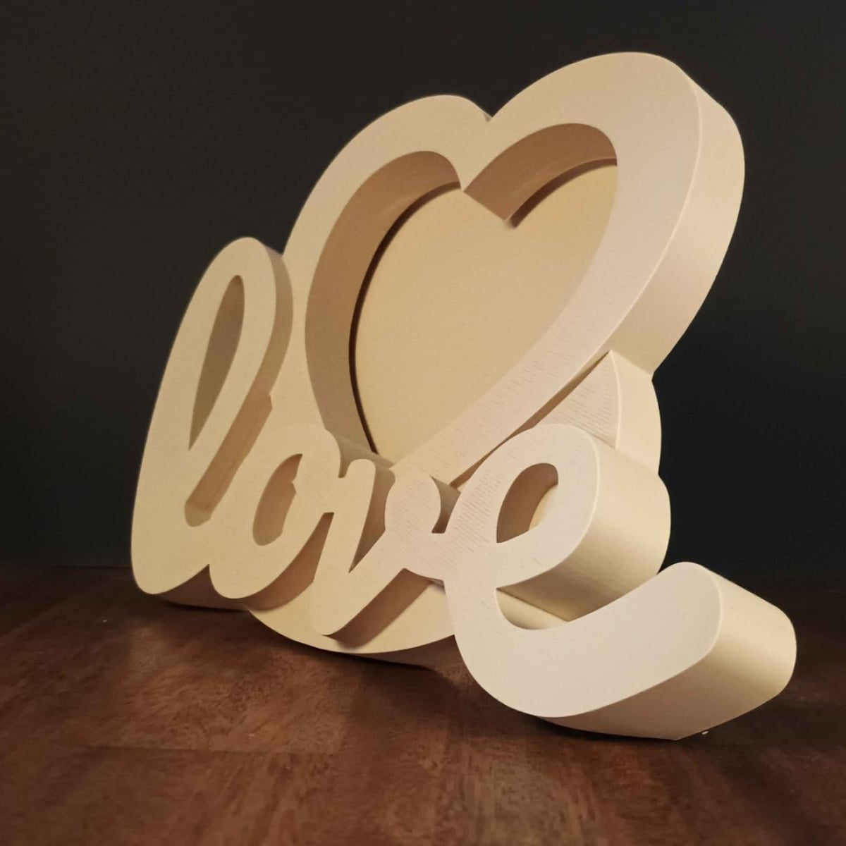 Ramă foto imprimate 3D cu mesaj „Love”, alb