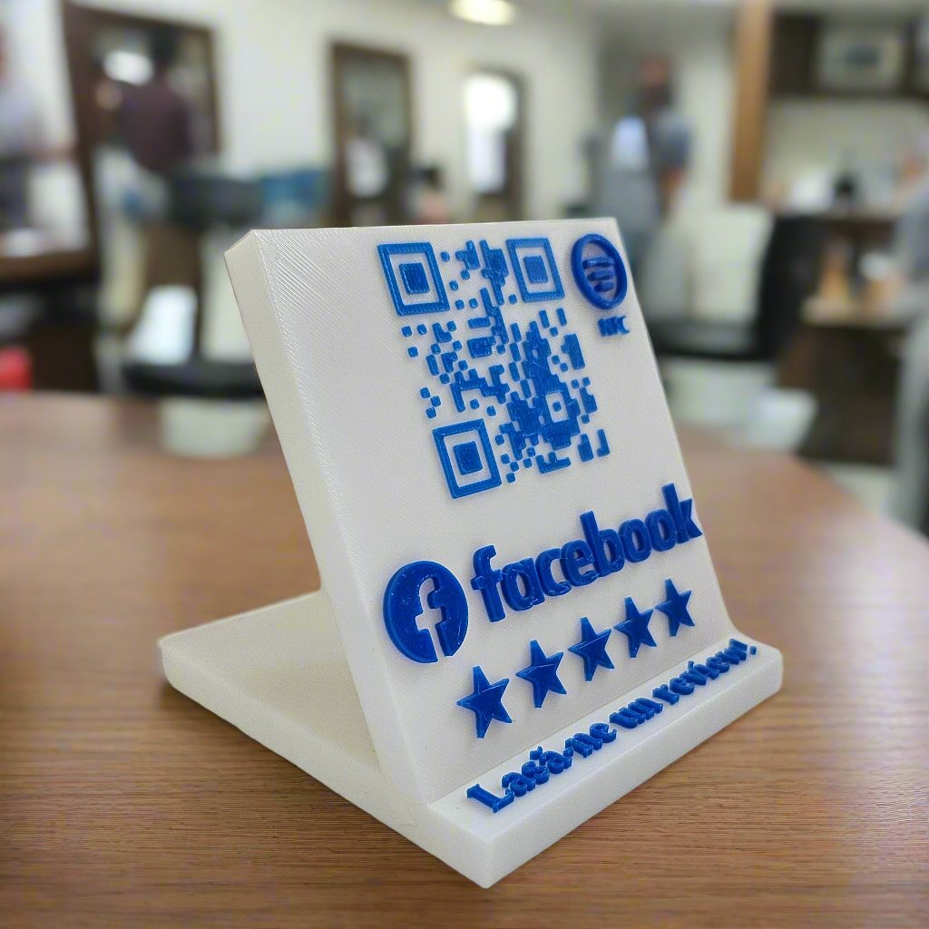 Stand cu cod QR și NFC pentru pagina de Facebook