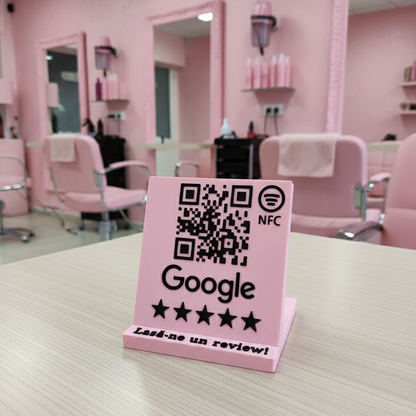 Stand cu cod QR și NFC pentru recenzii Google Maps